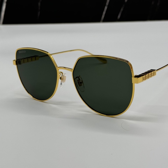 NEW GG1435SA 001 GUCCI GOLD GREY GEOMETRIC WOMEN GUCCI SUNGLASSES - Picture 6 of 13